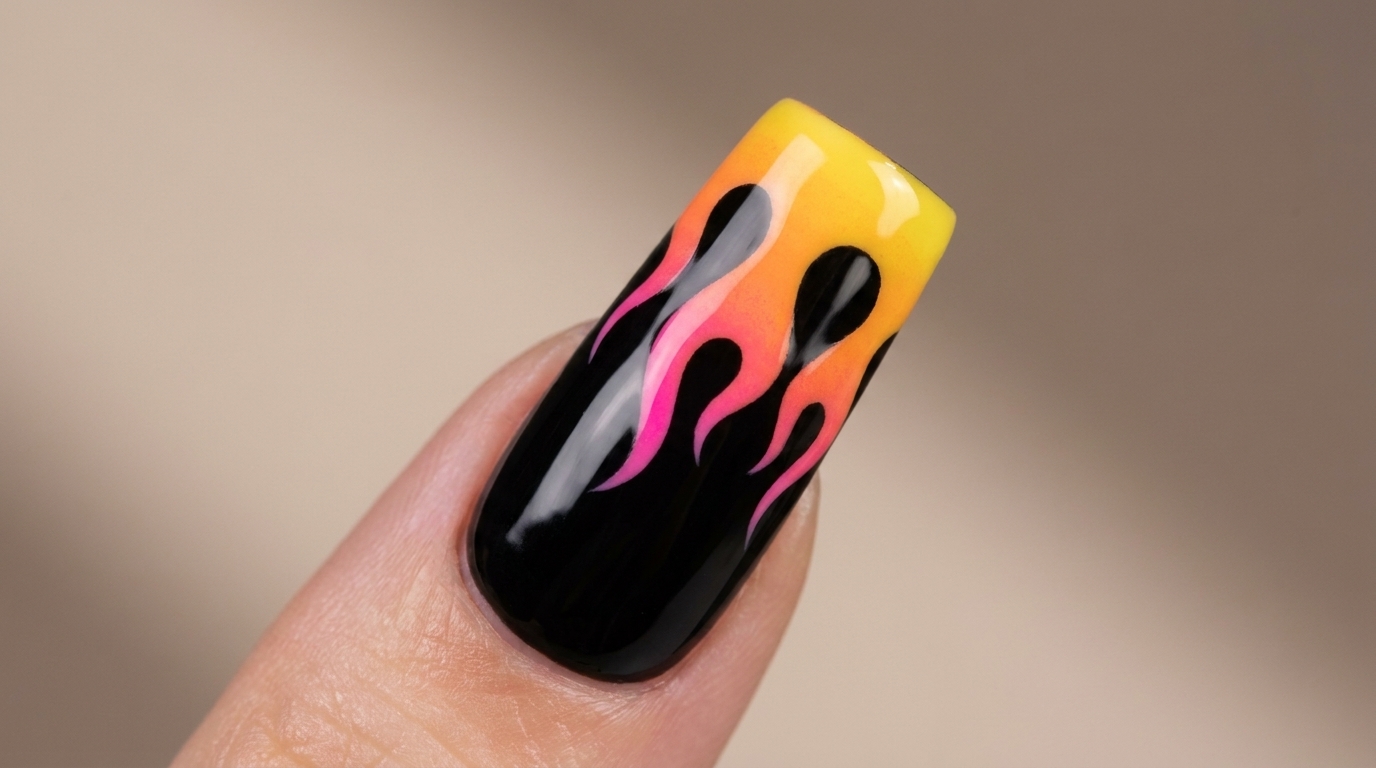Flammen-Nail-Art mit Farbverlauf – Schritt-für-Schritt-Anleitung