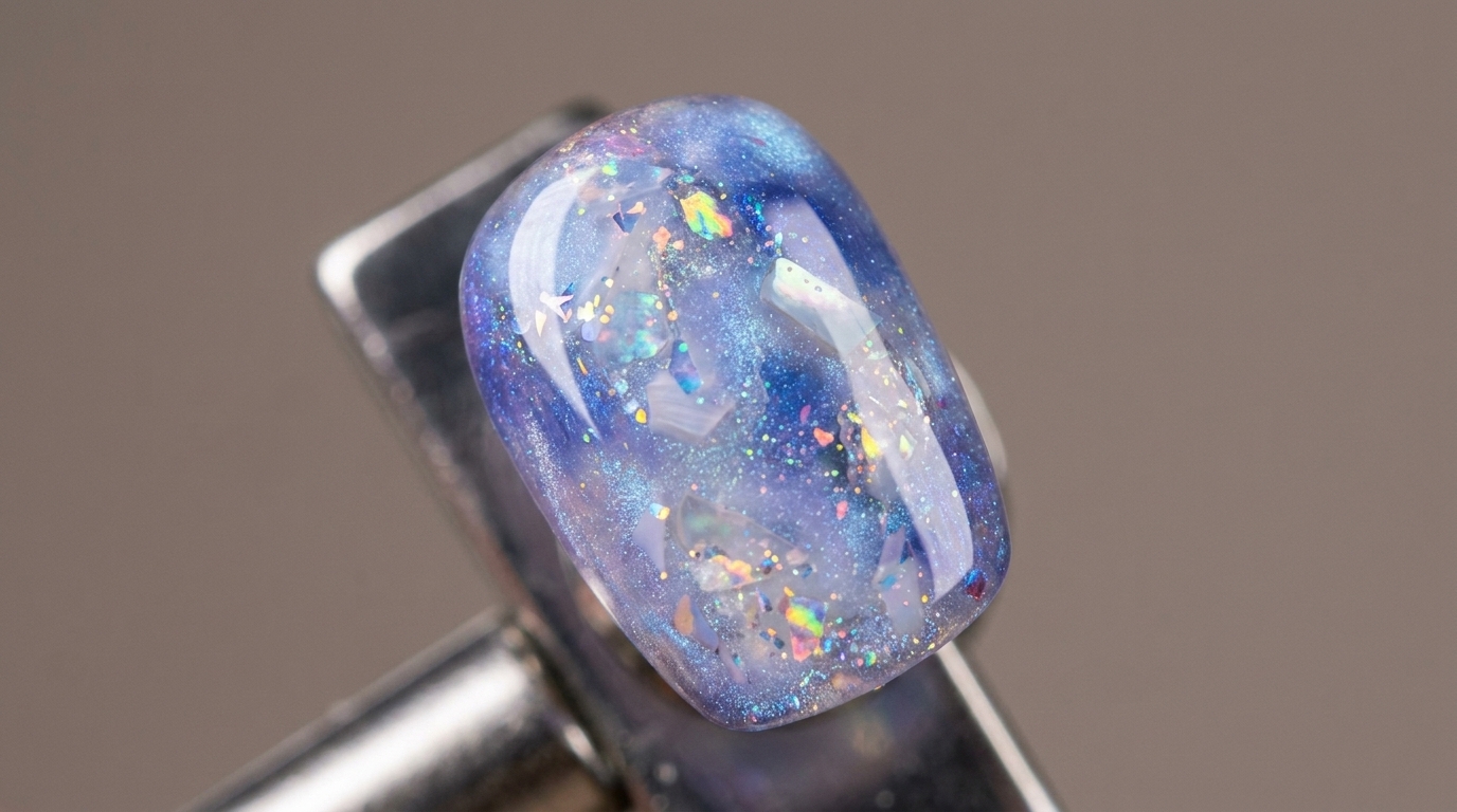 Eisblaue und violette Cat-Eye-Muschelnailart-Anleitung