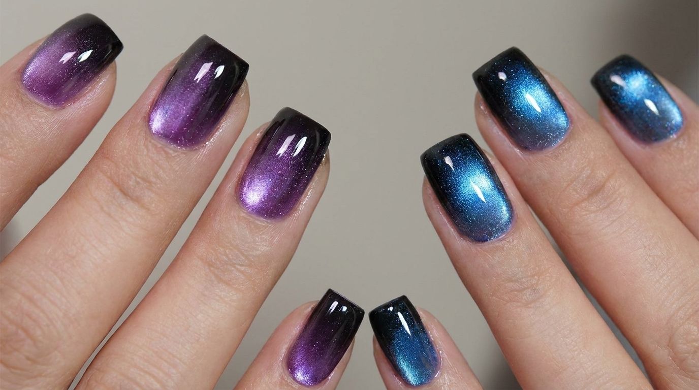 Blau-Violette Cat-Eye-Gradient-Nägel — Professionelle Schritt-für-Schritt-Anleitung