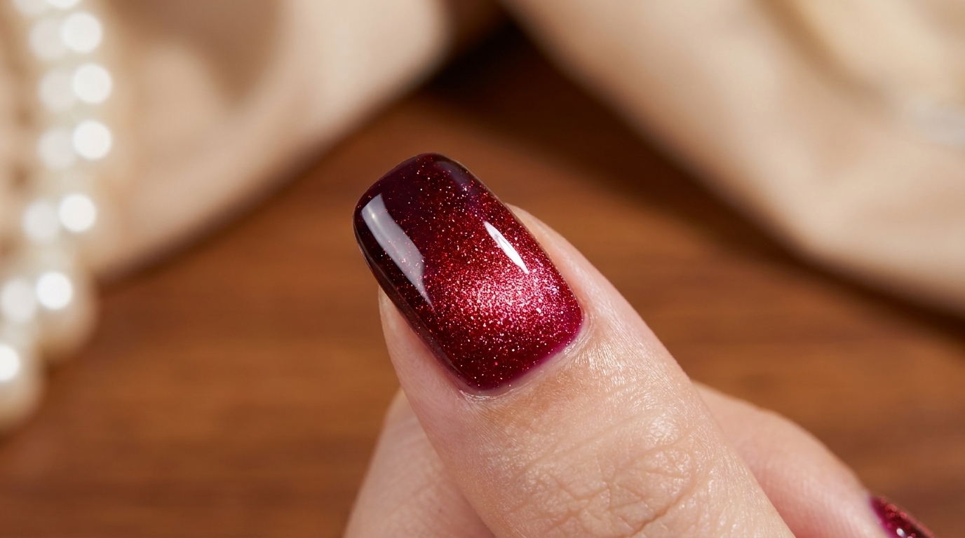 Pflaumenfarbene Cat-Eye-Gradient-Nägel — Festliche Magnet-Anleitung