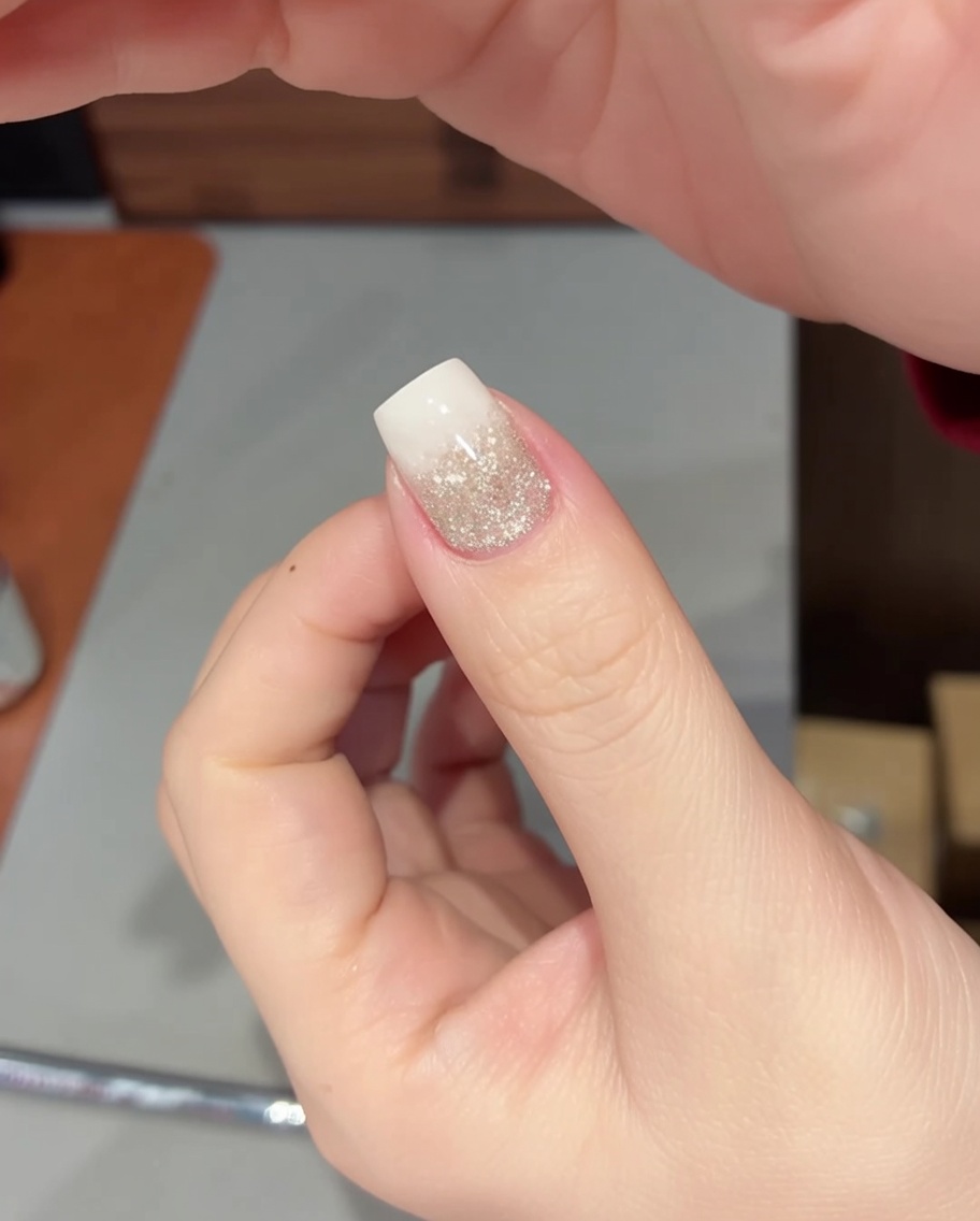 Detailaufnahme einer Hand, die zur finalen Aushärtung in einer UV/LED-Nagellampe liegt.