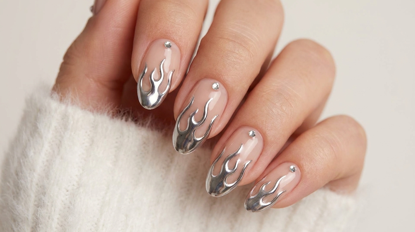 Chrom-Flammen-Nailart — Trendiges Tutorial für den Spiegeleffekt