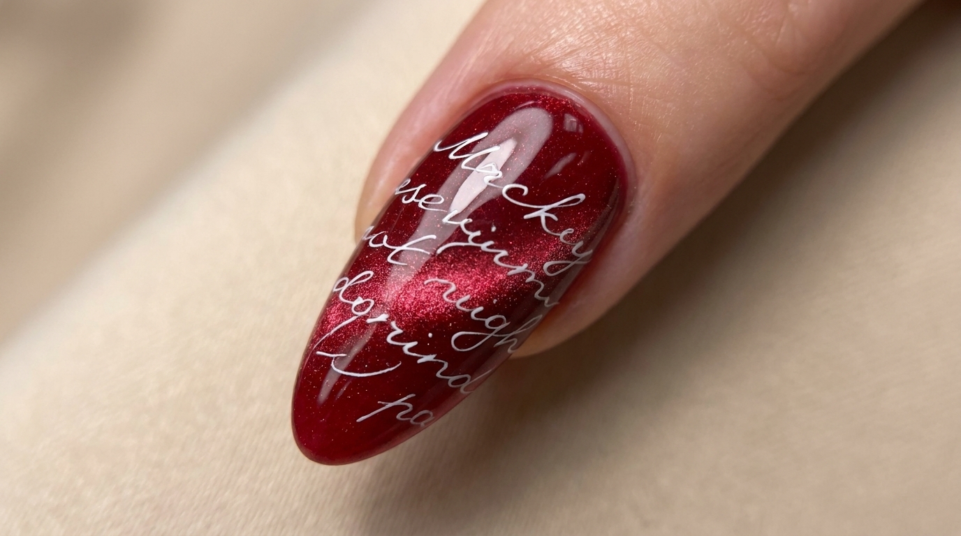 Rote Cat-Eye-Nägel mit Stamping-Design — Schritt-für-Schritt-Anleitung