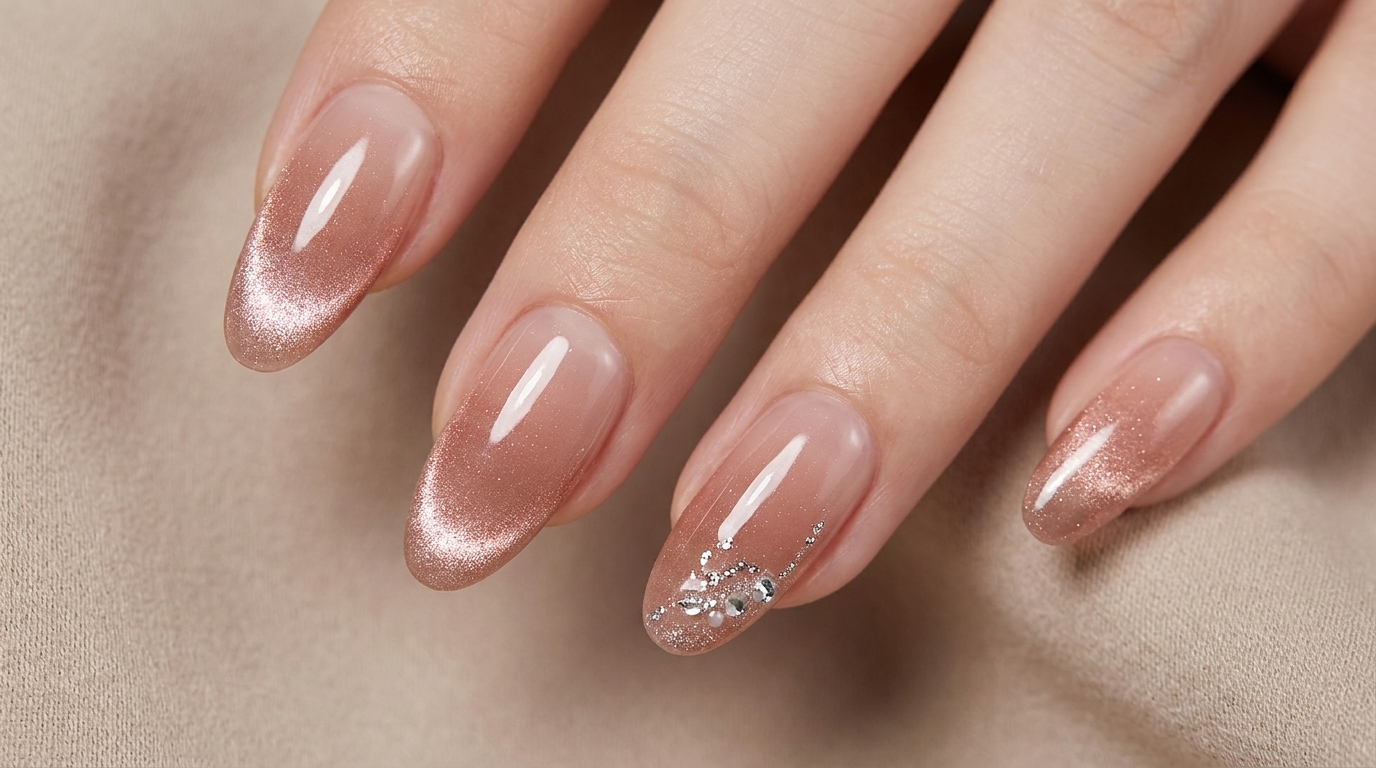 Roségold Ombré Cat-Eye Press-on Nägel — Einfache Anleitung zum Anbringen