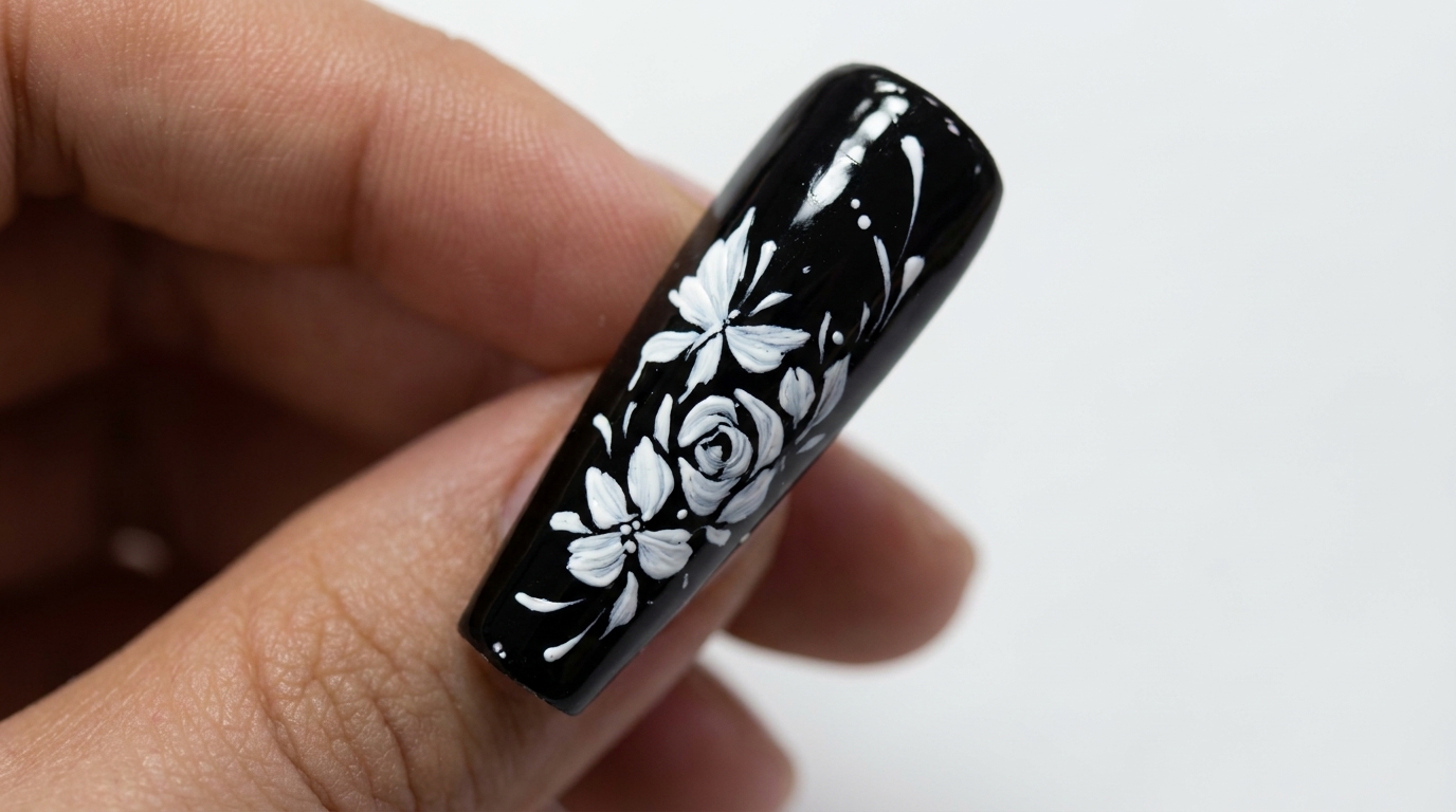 Elegantes Schwarz-Weiß-Design mit floralen Schmetterlingen — Detaillierte Anleitung