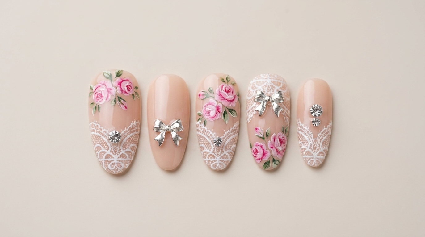 Chrome Hearts Nageldesign mit Rosen-Motiv — Elegantes DIY-Tutorial