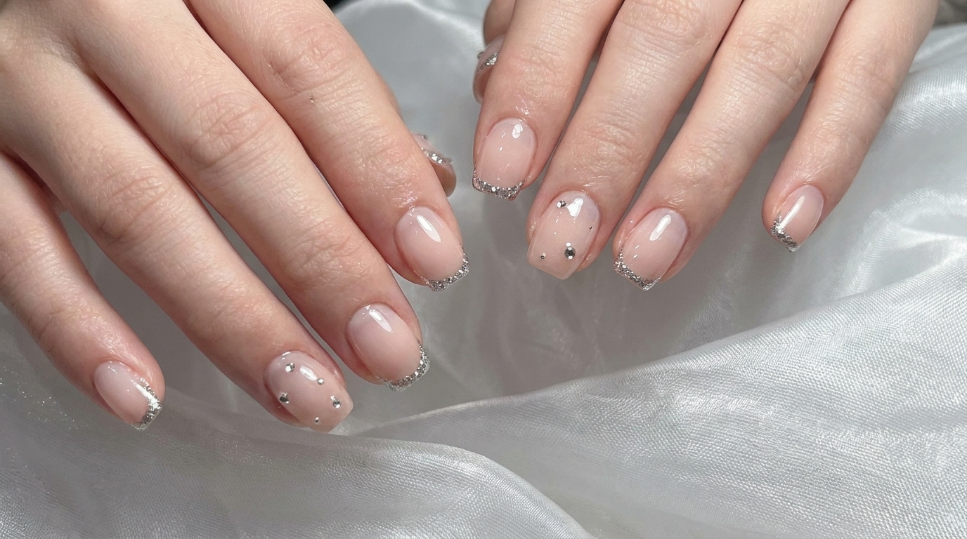 Nude Pink & Silber Glitzer French Maniküre — Schritt-für-Schritt Anleitung