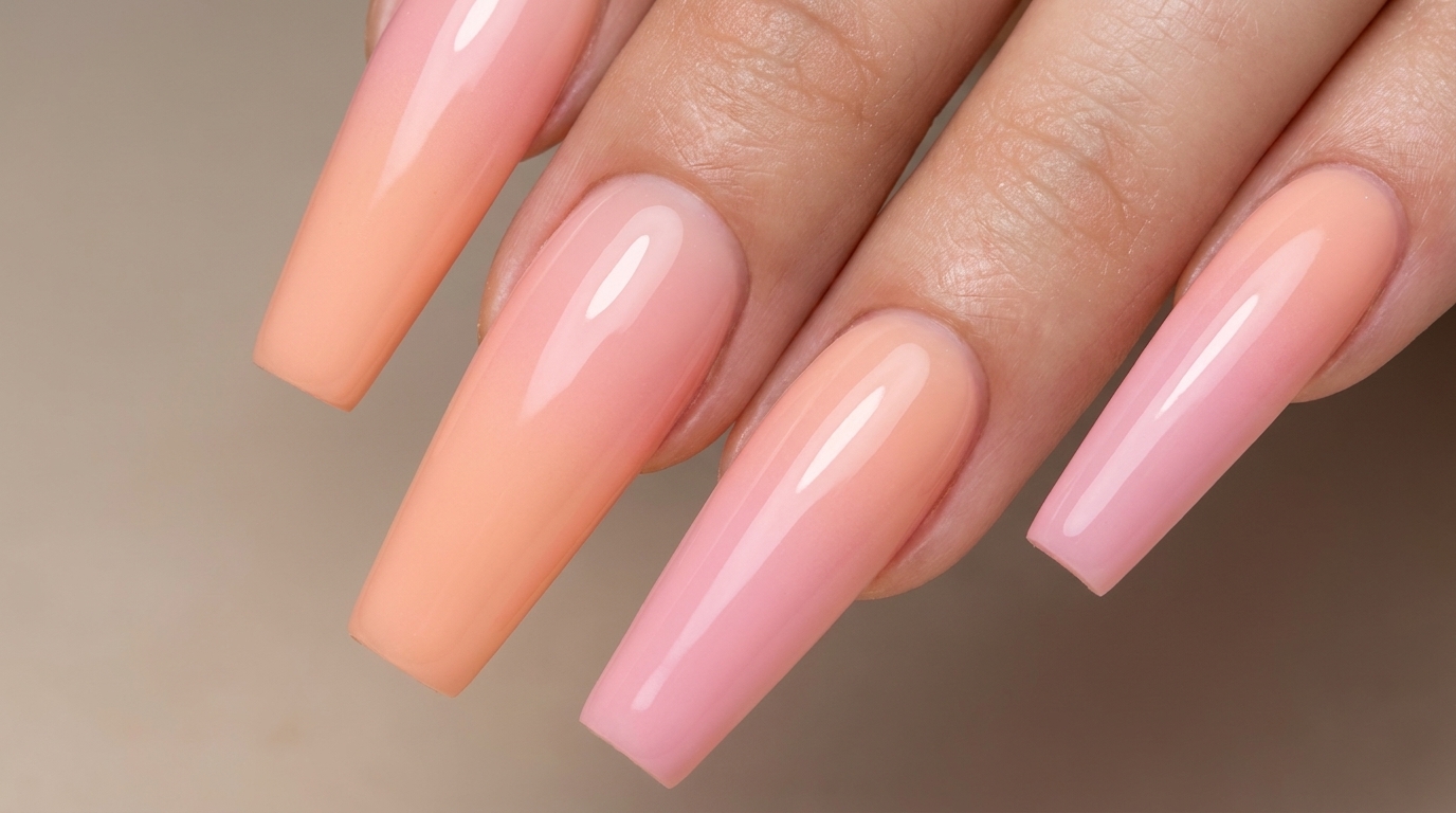 Pfirsich-Ombré-Nägel mit Airbrush — Professionelles Tutorial