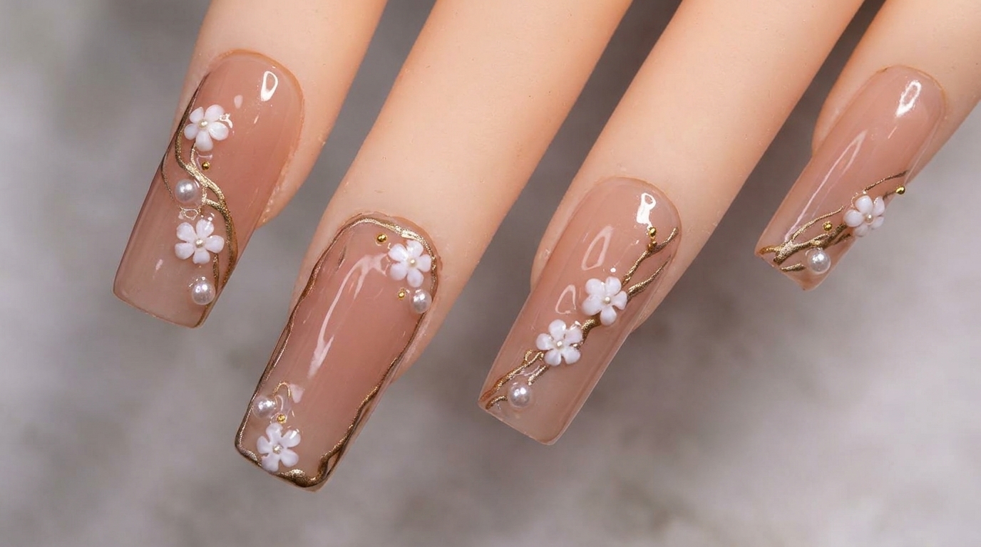 Florale Metallic-Outline Gelnägel — Elegante Schritt-für-Schritt Anleitung