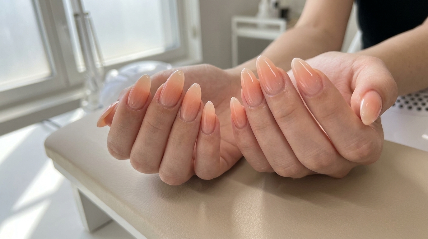 Pfirsichfarbene Ombré-Blush-Nägel — Schritt-für-Schritt-Anleitung für Anfänger