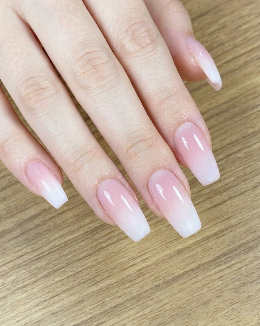 Ein Detailpinsel verblendet sanft die weiße Farbe in Richtung Nude-Basis.