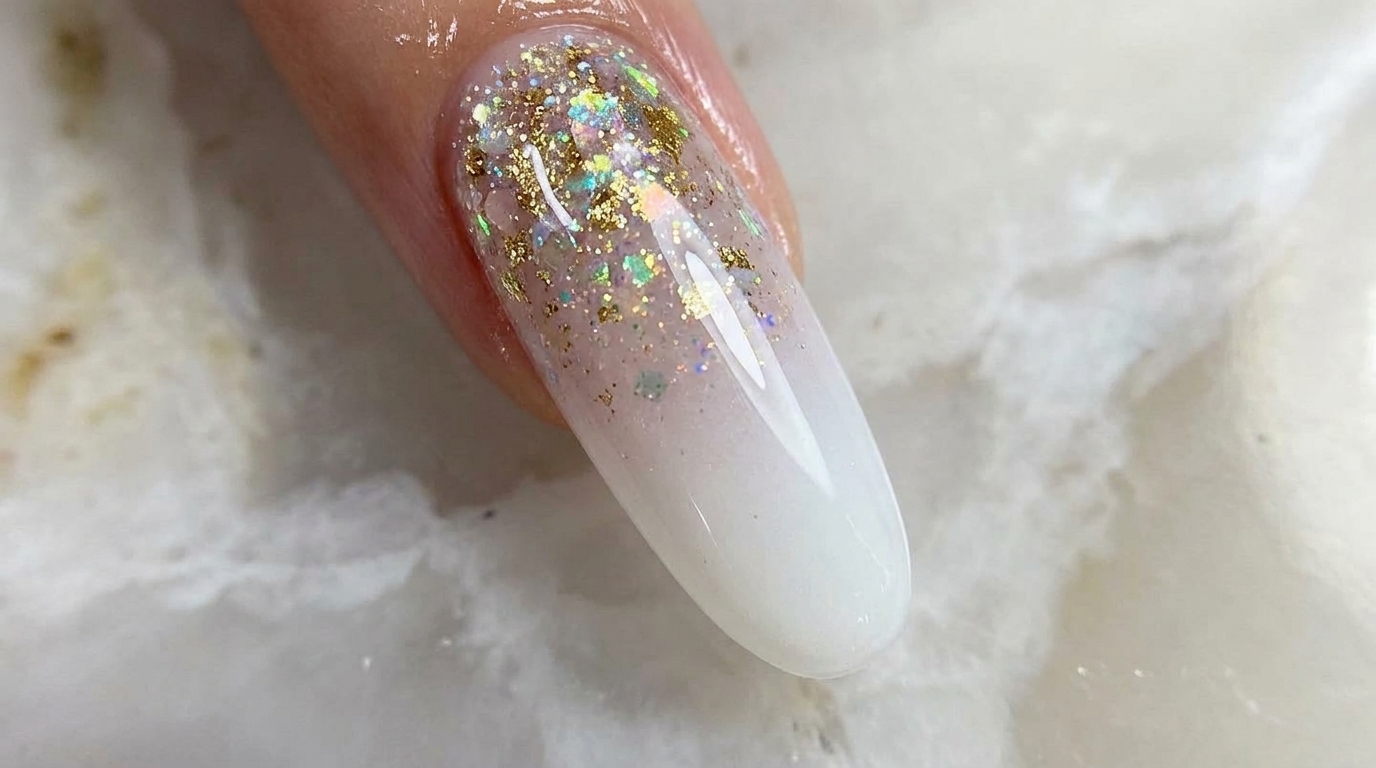 Milchige Ombré-Nägel mit Glitzer — Professionelle Schritt-für-Schritt-Anleitung