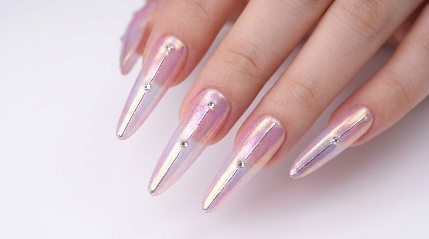 Aurora Gradient Chrome Stiletto Nägel — Schritt-für-Schritt-Anleitung