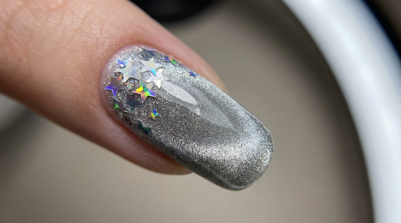 Sternenhimmel Cat-Eye-Nägel mit Sternchen — Schritt-für-Schritt-Anleitung