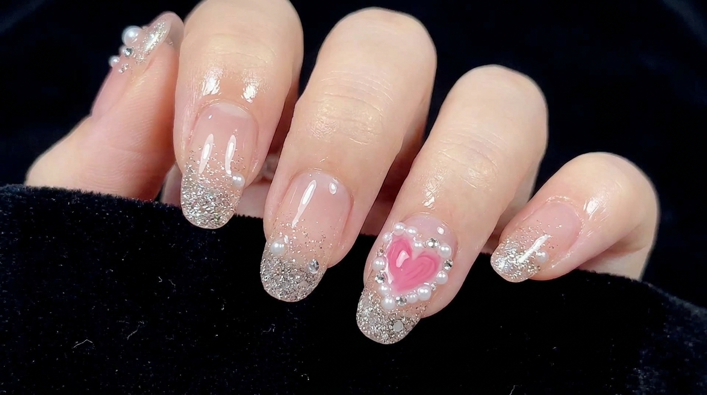 Glitzerndes Pink-Herz-Nageldesign – Schritt-für-Schritt-Anleitung
