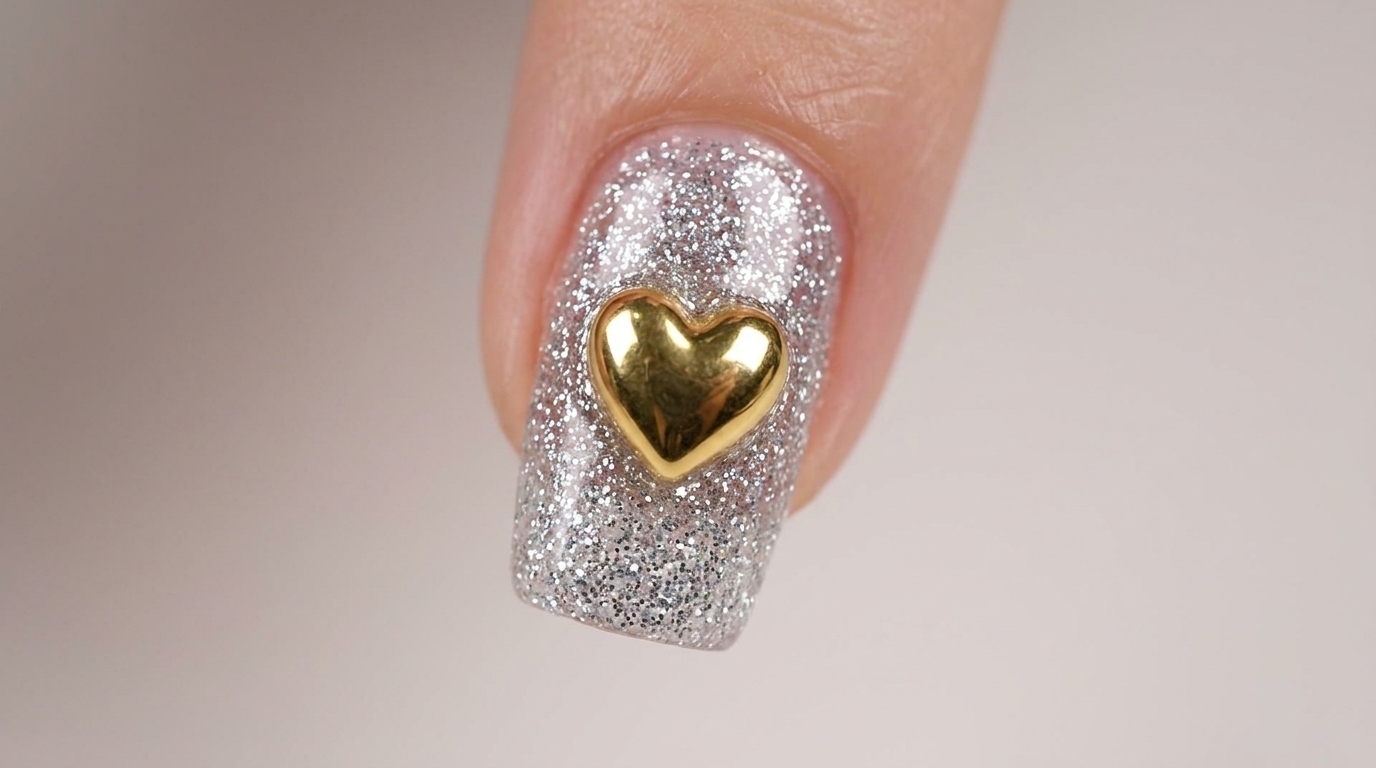 Metallic Herz-Akzent Gel Nägel — Anfänger Tutorial Schritt für Schritt