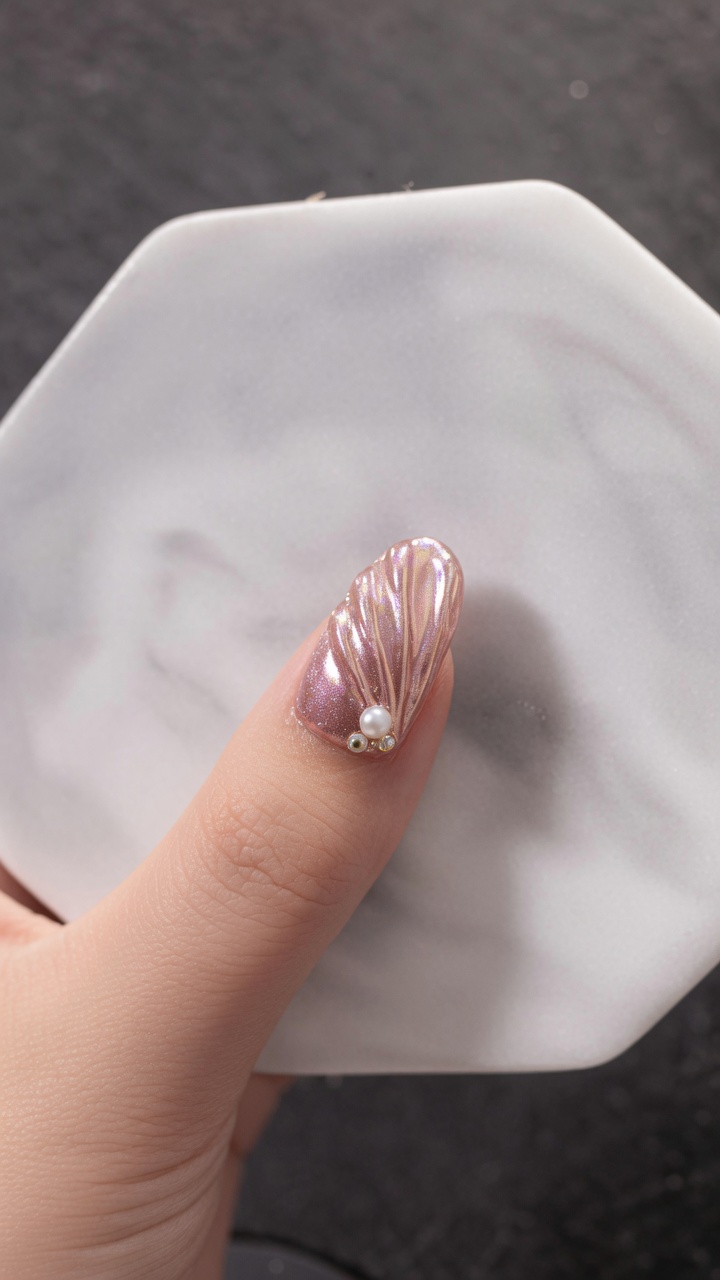 Roségold 3D-Muschel Nail Art — Elegantes strukturiertes Nageldesign Tutorial