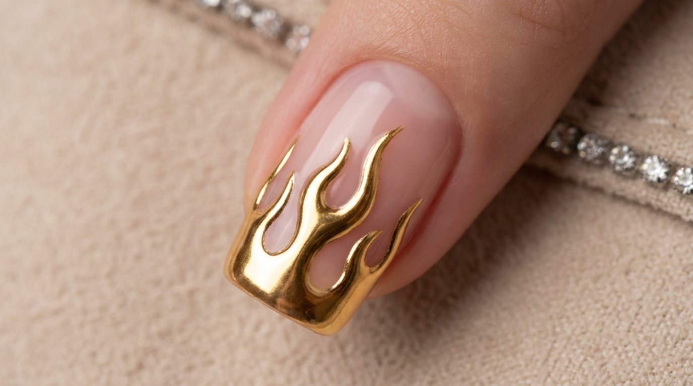Gold Chrome Flame Nail Art — Schritt-für-Schritt Anleitung
