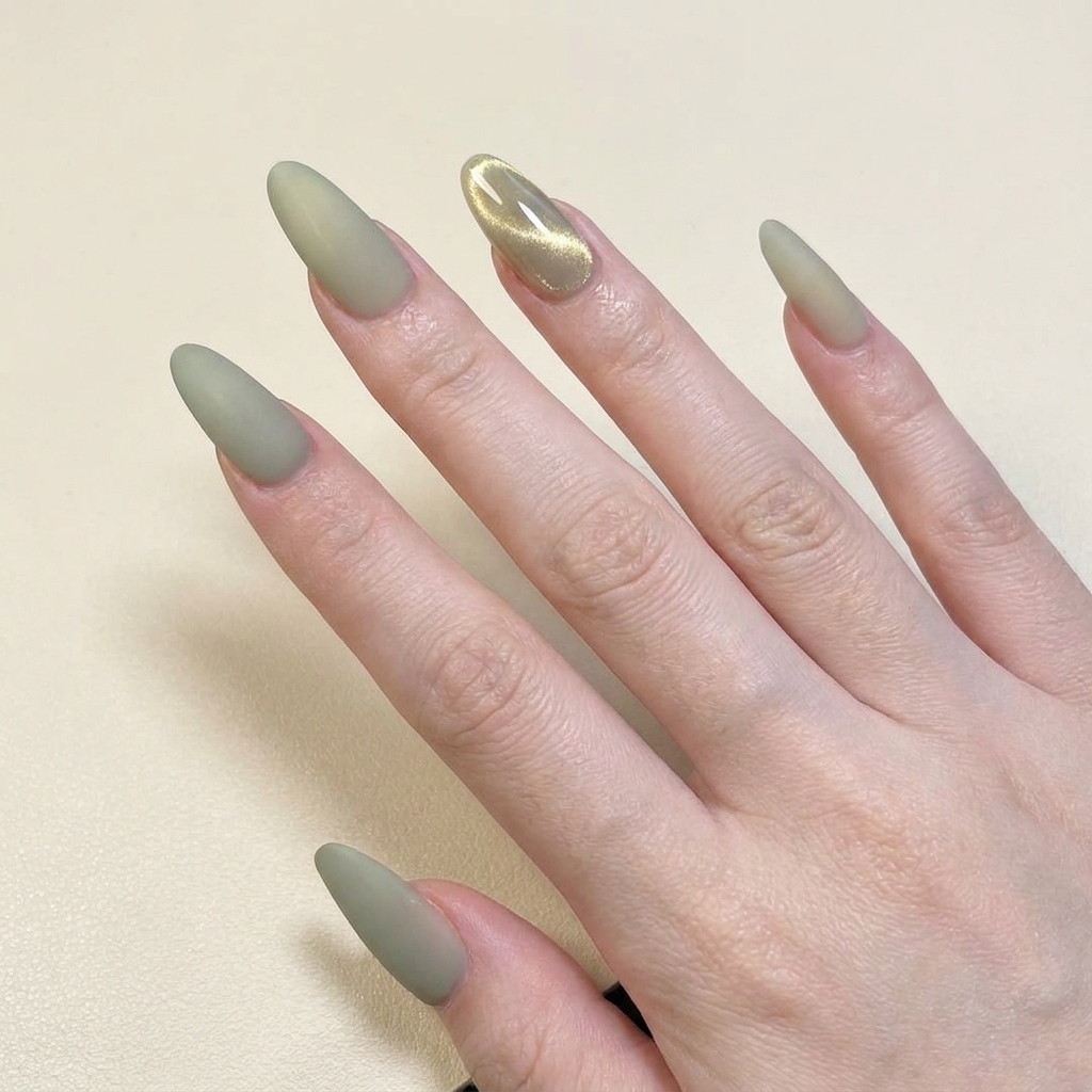 Ein feiner Liner-Pinsel zieht eine erhabene Linie aus 3D-Gel auf den matten Nagel.