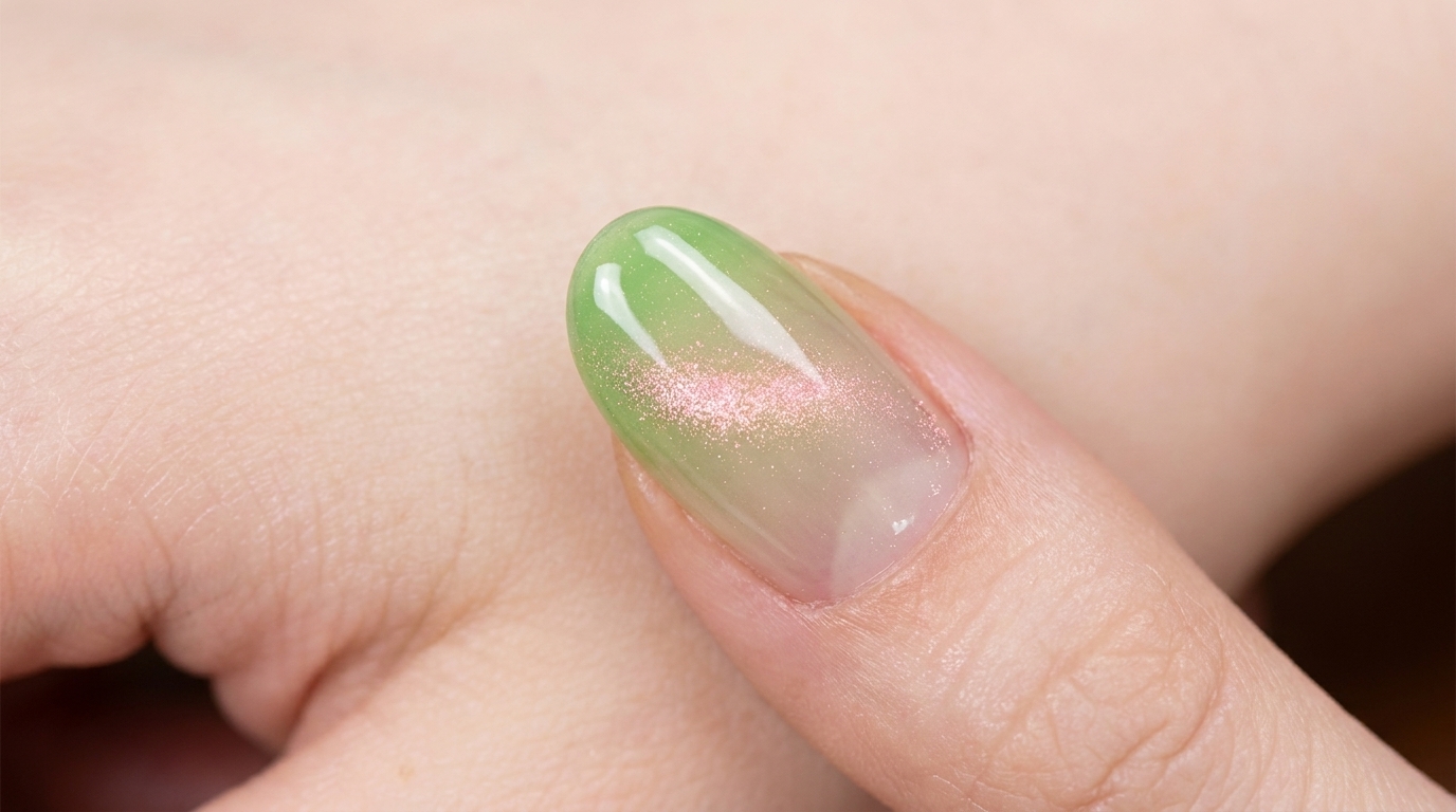 Frühlingshafte Honigmelonen-Grüne Cat-Eye Gradient Nägel — Schritt für Schritt Anleitung