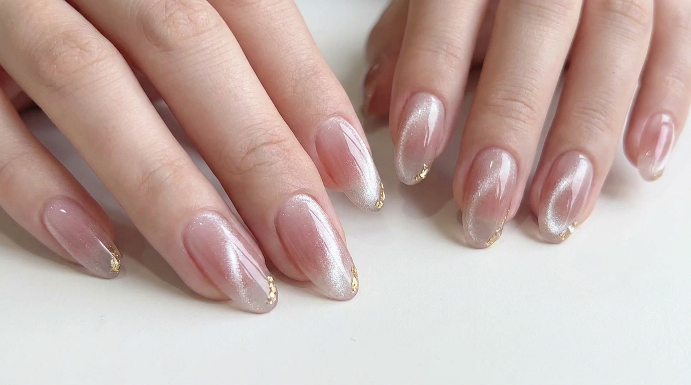 Blush Cat-Eye-Nägel mit Gold-Akzenten — Schritt-für-Schritt-Anleitung