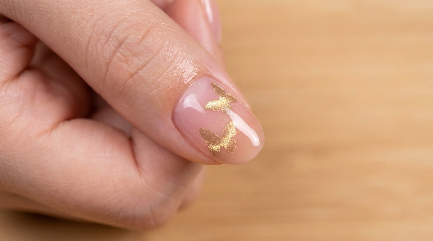 Nude Pink & Gold Schmetterling Cat-Eye Nägel — Schritt für Schritt Anleitung