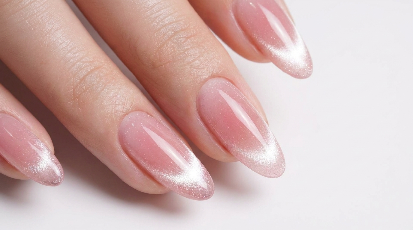 Blush Cat-Eye French Nails — Elegante Schimmer-Anleitung