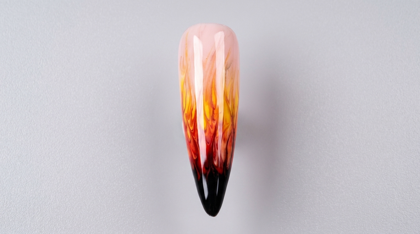 Feuriges Flammen-Gradient Gel — Künstlerisches Schritt-für-Schritt Nageldesign