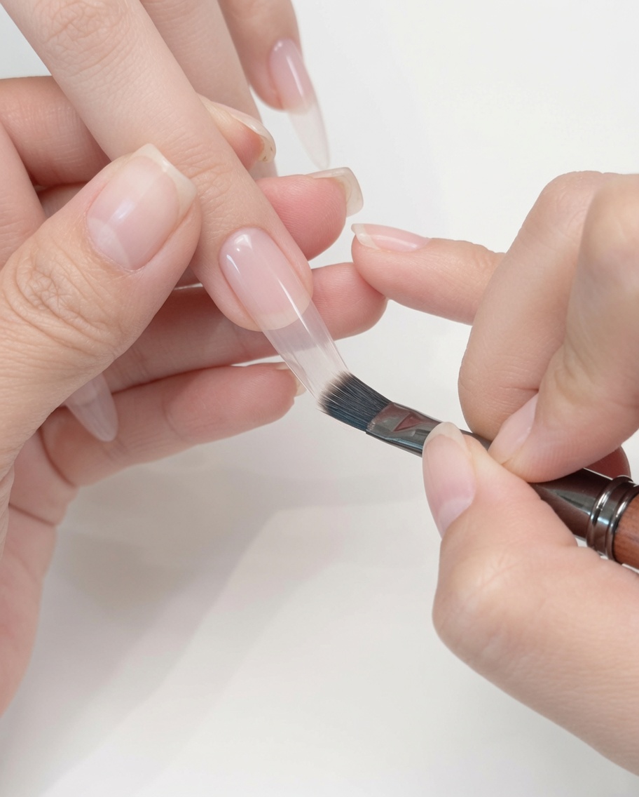 Ein zylindrischer Magnet wird nah an einen mit nassem Cat-Eye-Gel überzogenen Nagel gehalten.