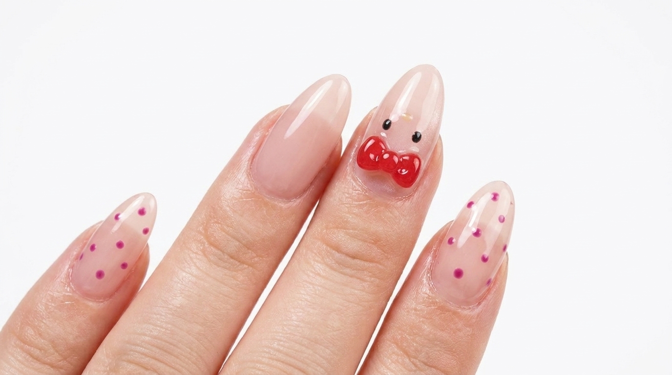 Niedliche Hello Kitty Schleifen-Nägel — Schritt-für-Schritt-Anleitung