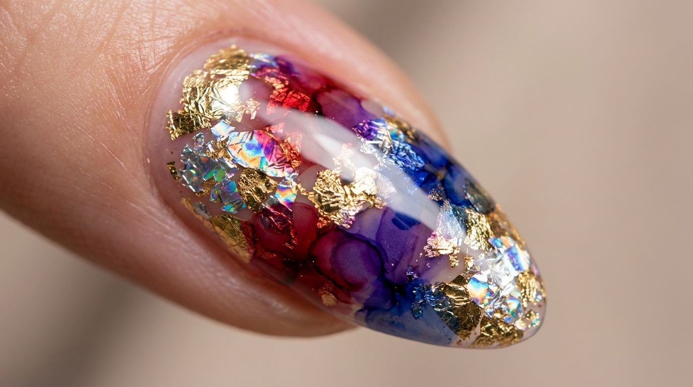 Blooming Gel Nägel mit Gold- und Holografie-Folie — Schritt-für-Schritt-Anleitung