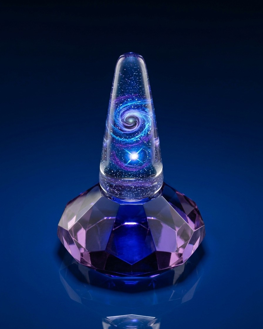 Ein Nagel mit Silberglitzer unter dem leuchtend blauen Licht einer UV-Nagellampe.