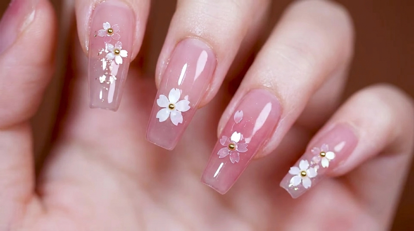 Romantische Kirschblüten-Nägel mit Blooming Gel – Schritt-für-Schritt-Anleitung