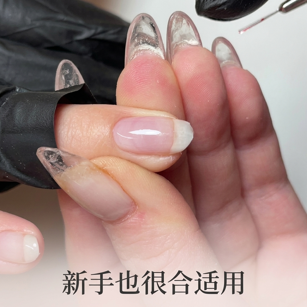 Eine Hand, die die Nägel in einer professionellen LED-Lampe aushärtet.