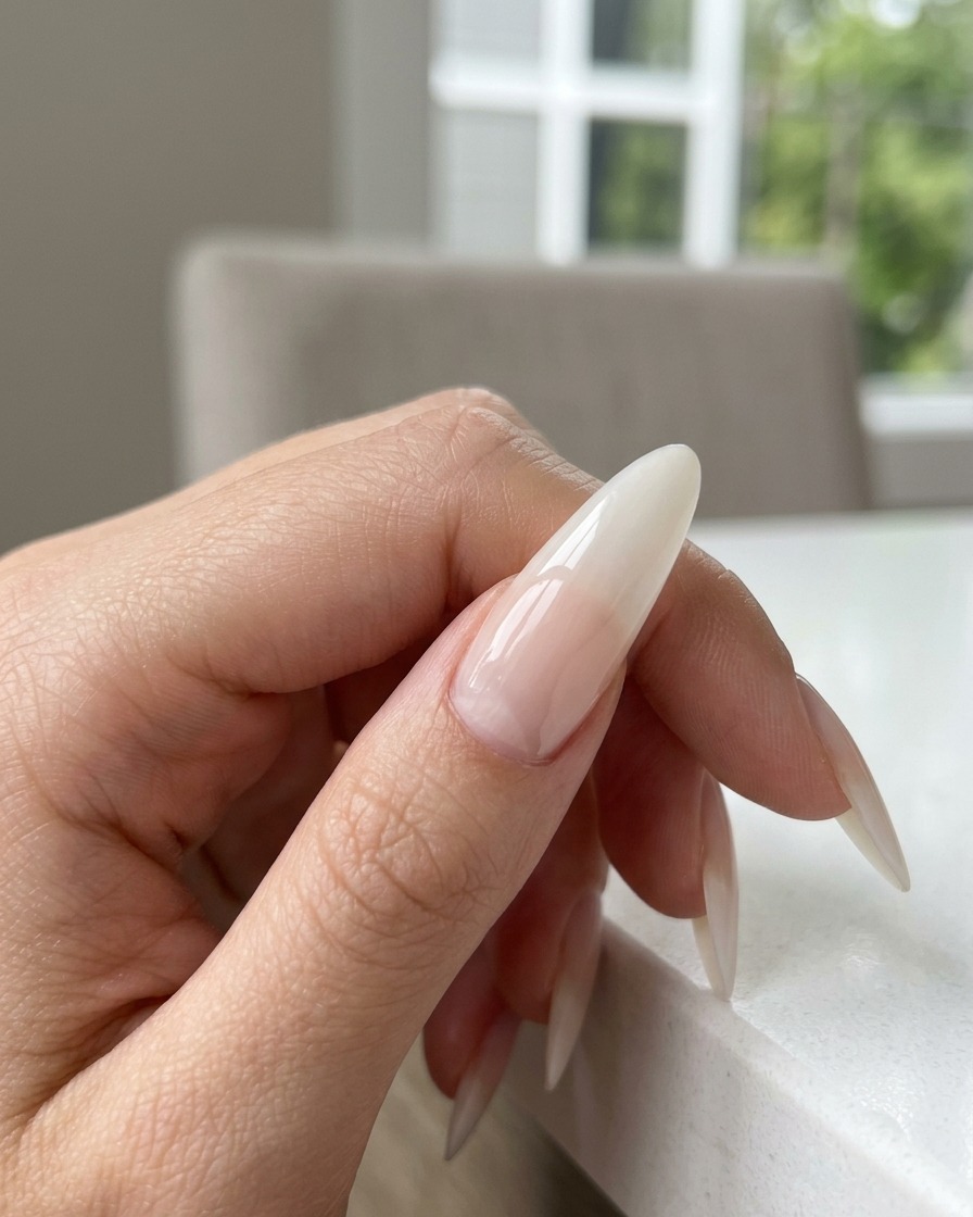 Ein Metall-Nagelhautschieber wird verwendet, um den Nagelhautbereich zu säubern.