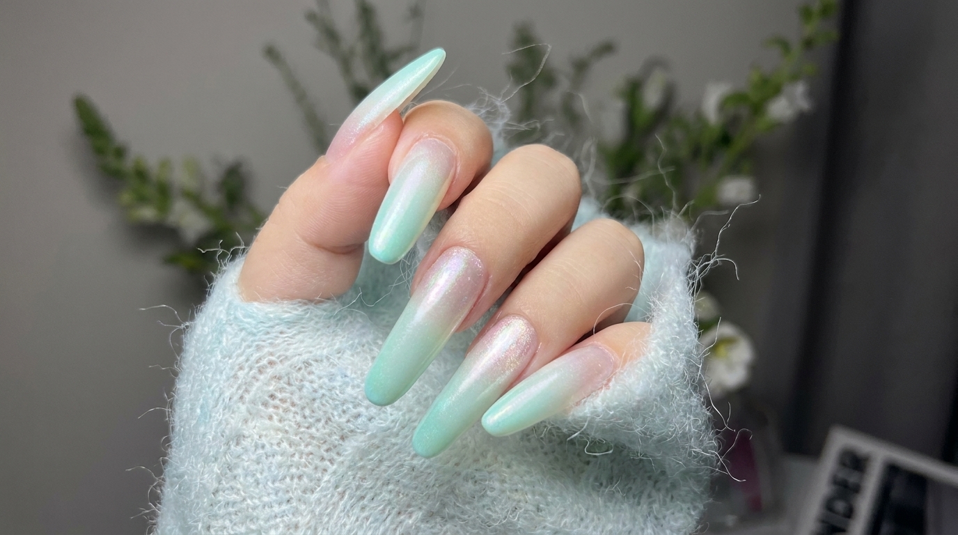 Mint-Grüne Aurora-Verlaufsnägel — Schritt-für-Schritt-Anleitung