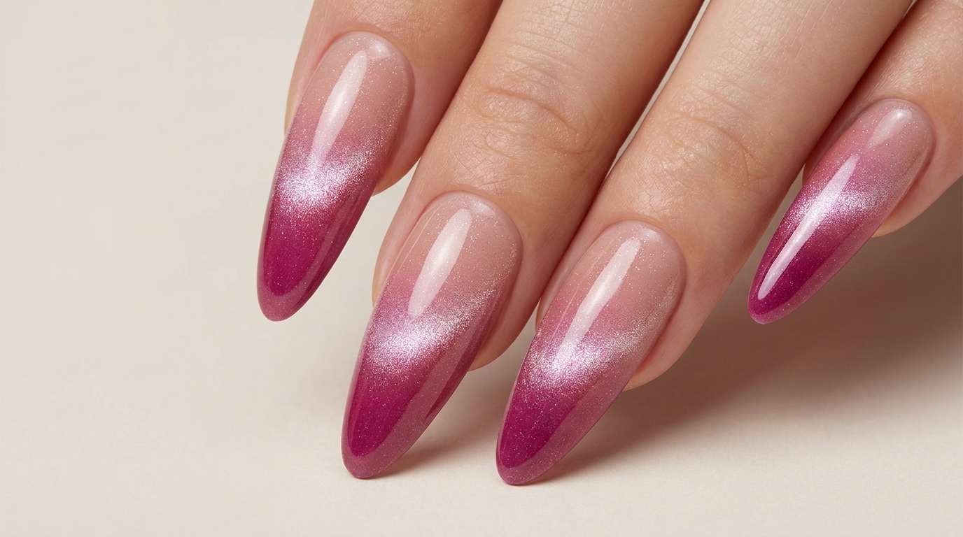 Magnetische Magenta Ombré-Gelnägel – Professionelle Schritt-für-Schritt-Anleitung