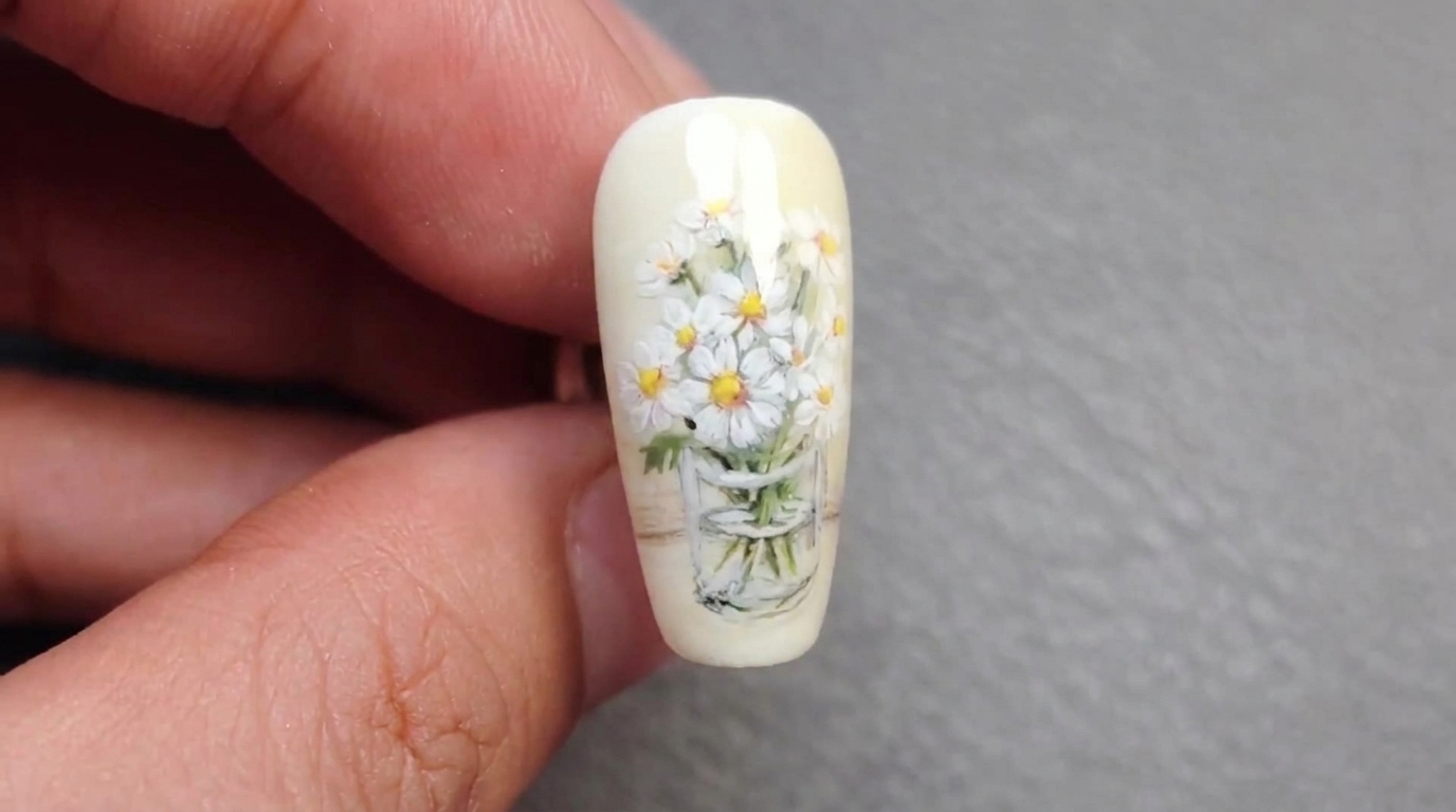 Handgemalte Gänseblümchen-Nagelkunst — Schritt-für-Schritt Gel-Tutorial