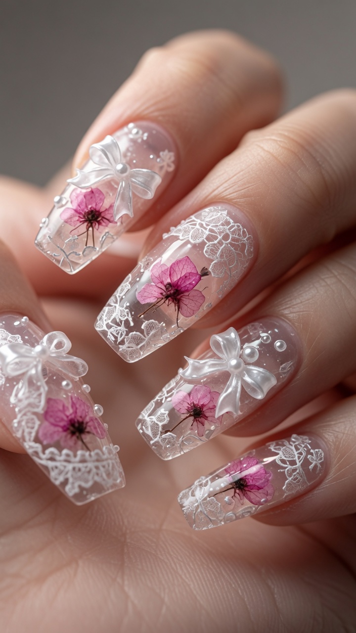 Tutorial: 3D Trockenblumen & Schleifen Gel-Nägel