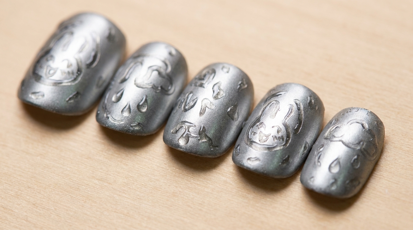 Glass Rain Chrome Nails — Trendiges 3D-Textur-Tutorial