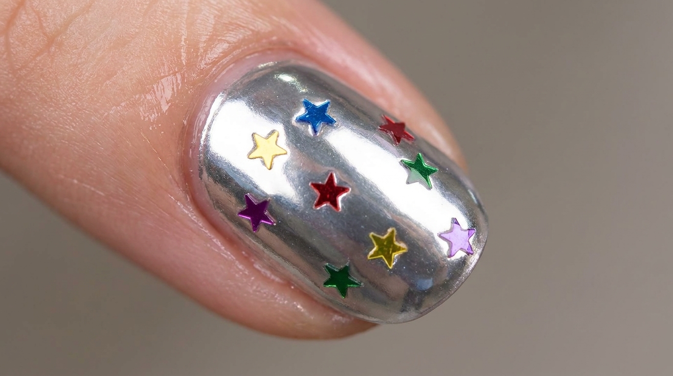 Chrome-Nägel mit 3D-Sternen: Anleitung für den perfekten Look