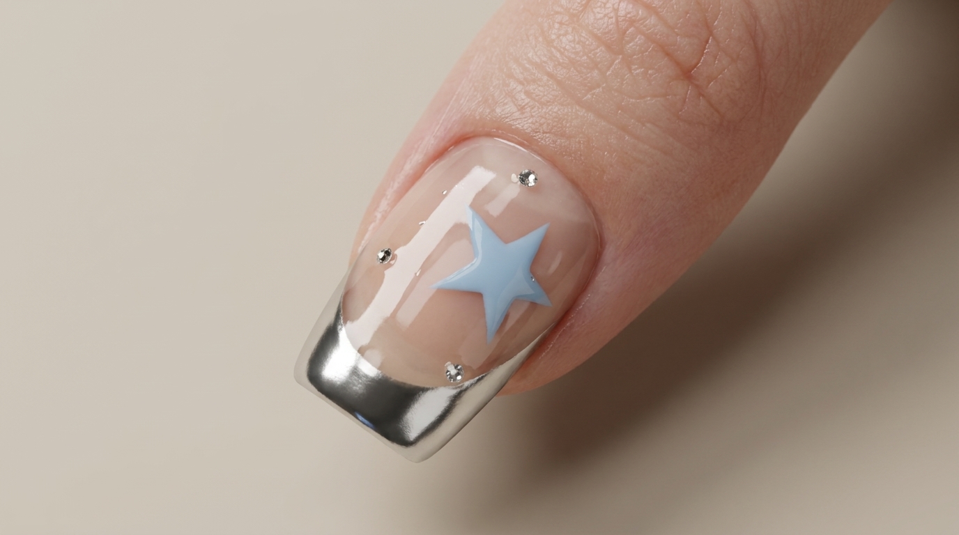 Chrome French Tips mit Sternen-Nailart — Schritt-für-Schritt-Anleitung