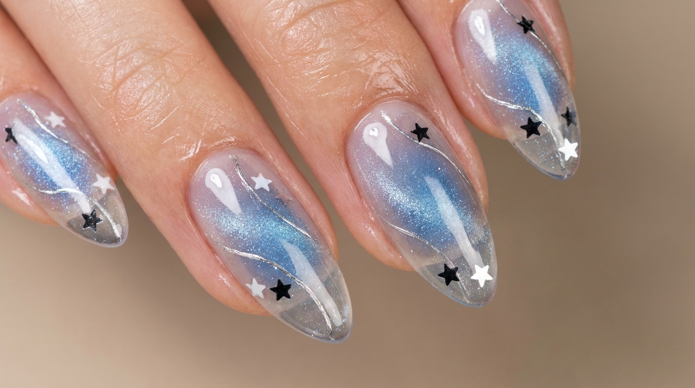 Mint Sea Salt Sternennageldesign — Ätherischer Celestial Look