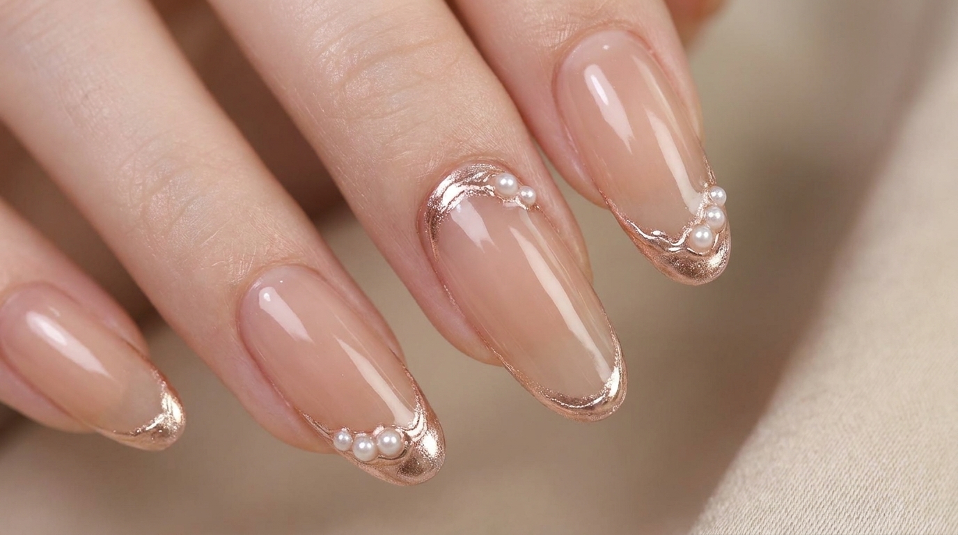 Champagner-Rosé Chrom-Nägel — Elegantes Perlen-Design Tutorial