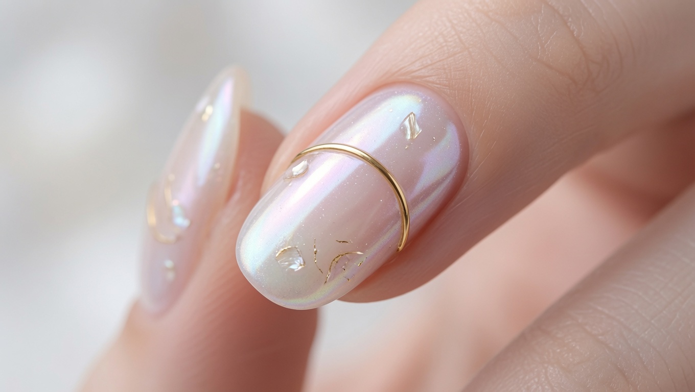 Transparente Aurora Chrome Nägel mit Muschelsplittern — Schritt-für-Schritt-Anleitung