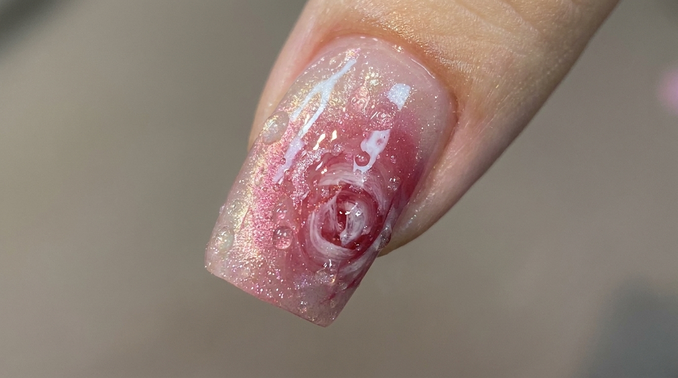 Water Mist Rose Cat Eye — 3D Gel-Nageldesign Tutorial