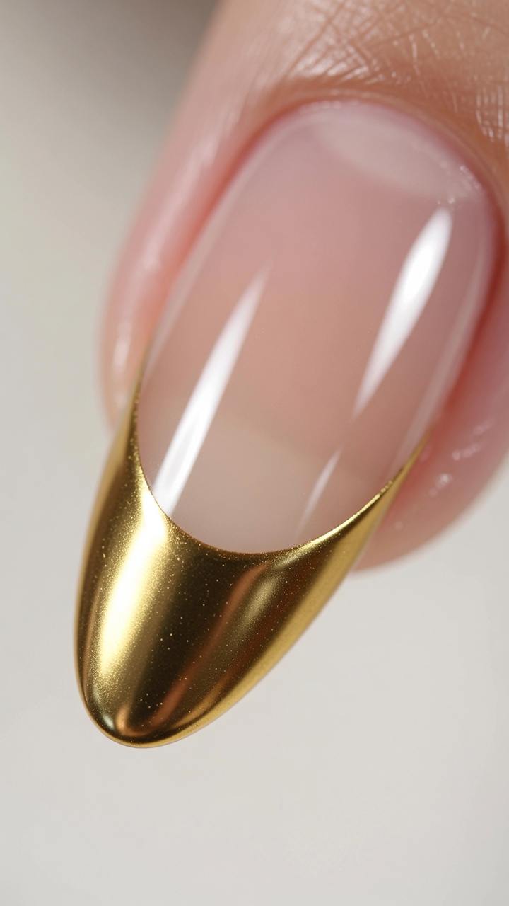 Perfekte goldene Chrome French Tip Nägel — Einfaches Sticker-Hack Tutorial