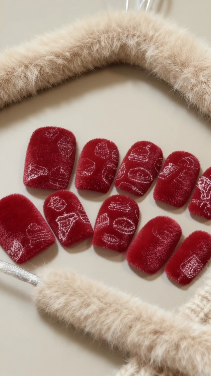 Red Velvet Plüsch-Nägel mit Stamping-Art — Tutorial