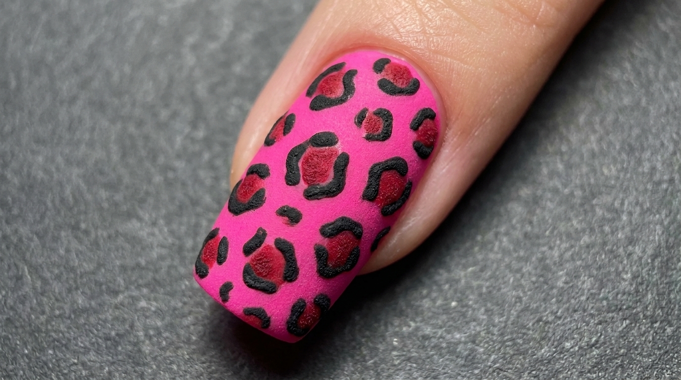 Texturiertes Pinkes Leopardenmuster — Schritt-für-Schritt Nail Art Anleitung