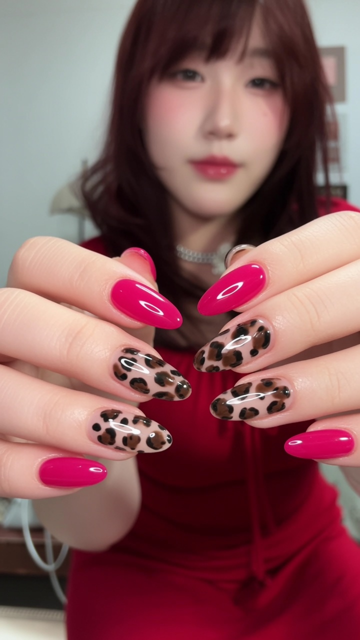 Asymmetrische Duo-Tone Nägel mit Leopardenmuster — Trend-Tutorial